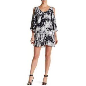 Parker Agave Cold Shoulder Black White Mini Dress Size S